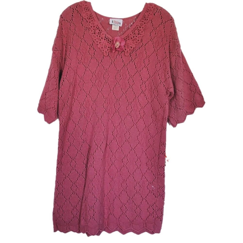 Vintage Bright Lights Dusty Rose Sweater Dress Size 8
